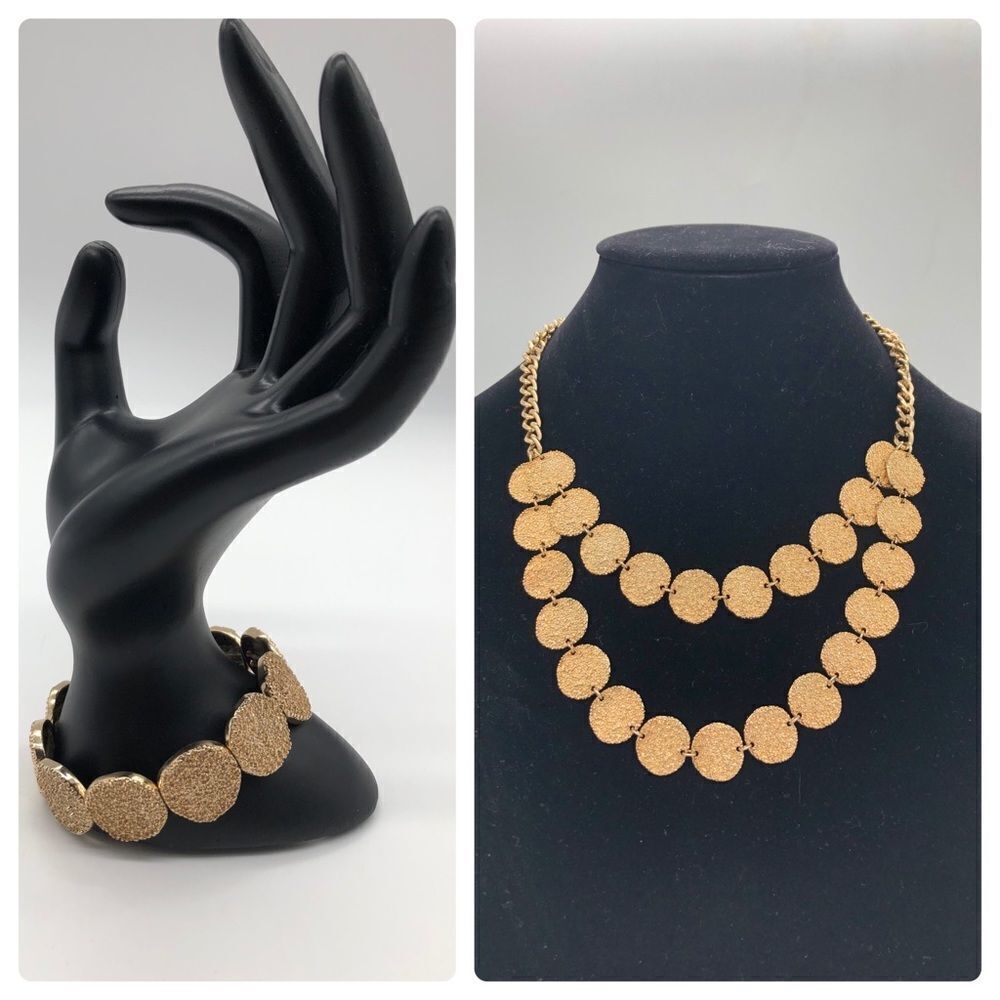 Necklace & Bracelet set Gold Tone Mini medallions